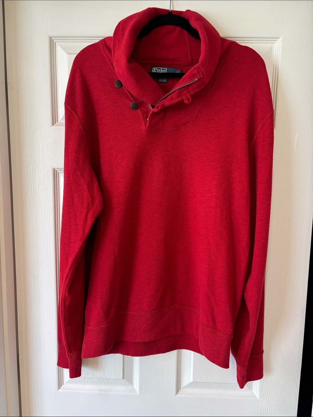 Vintage Polo by Ralph Lauren Red Shawl Zip-Neck Sweater